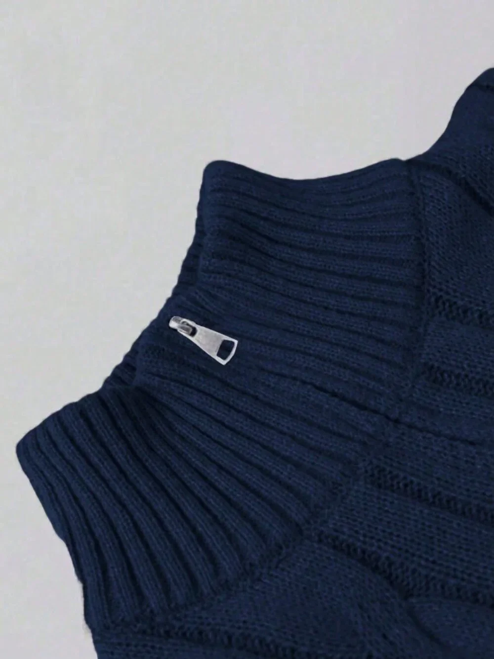 Blue Casual Men's Half-Zip Knit Polo Sweater